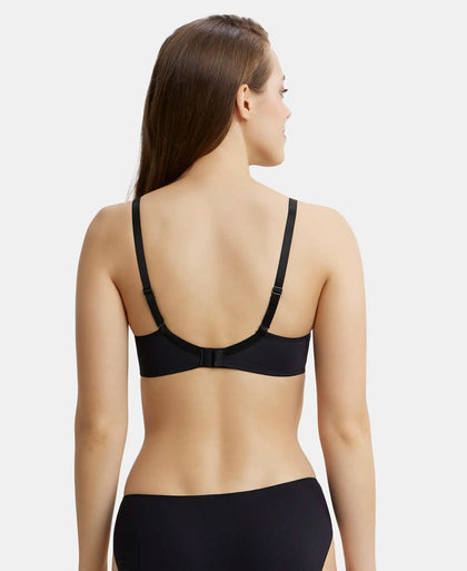 Wirefree Padded Microfiber Elastane Full Coverage T-Shirt Bra with Magic Under Cup - Black-3