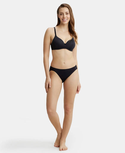 Wirefree Padded Microfiber Elastane Full Coverage T-Shirt Bra with Magic Under Cup - Black-4