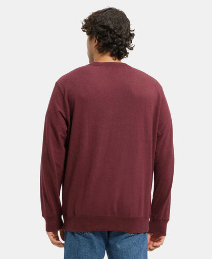 Super Combed Cotton French Terry Solid Sweatshirt with Ribbed Cuffs - Burgundy-3