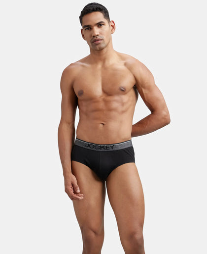 Super Combed Cotton Solid Brief with Ultrasoft Waistband - Black-6