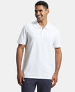 Super Combed Cotton Rich Pique Fabric Solid Half Sleeve Polo T-Shirt - White-1