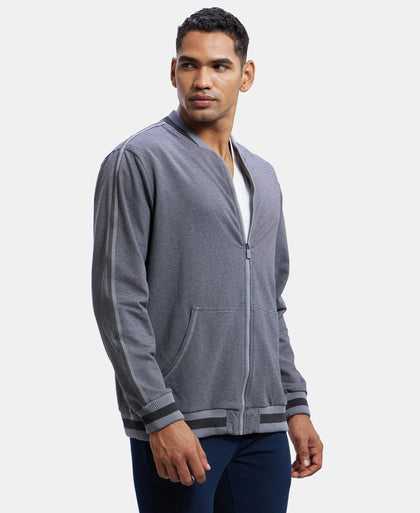 Super Combed Cotton Rich Fleece Jacket With StayWarm Technology - Performance Grey / Charcoal Melange-2