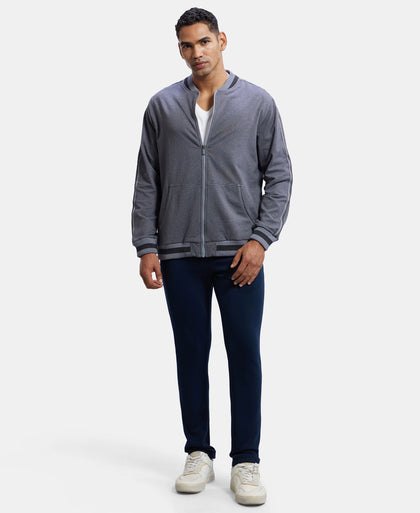 Super Combed Cotton Rich Fleece Jacket With StayWarm Technology - Performance Grey / Charcoal Melange-6